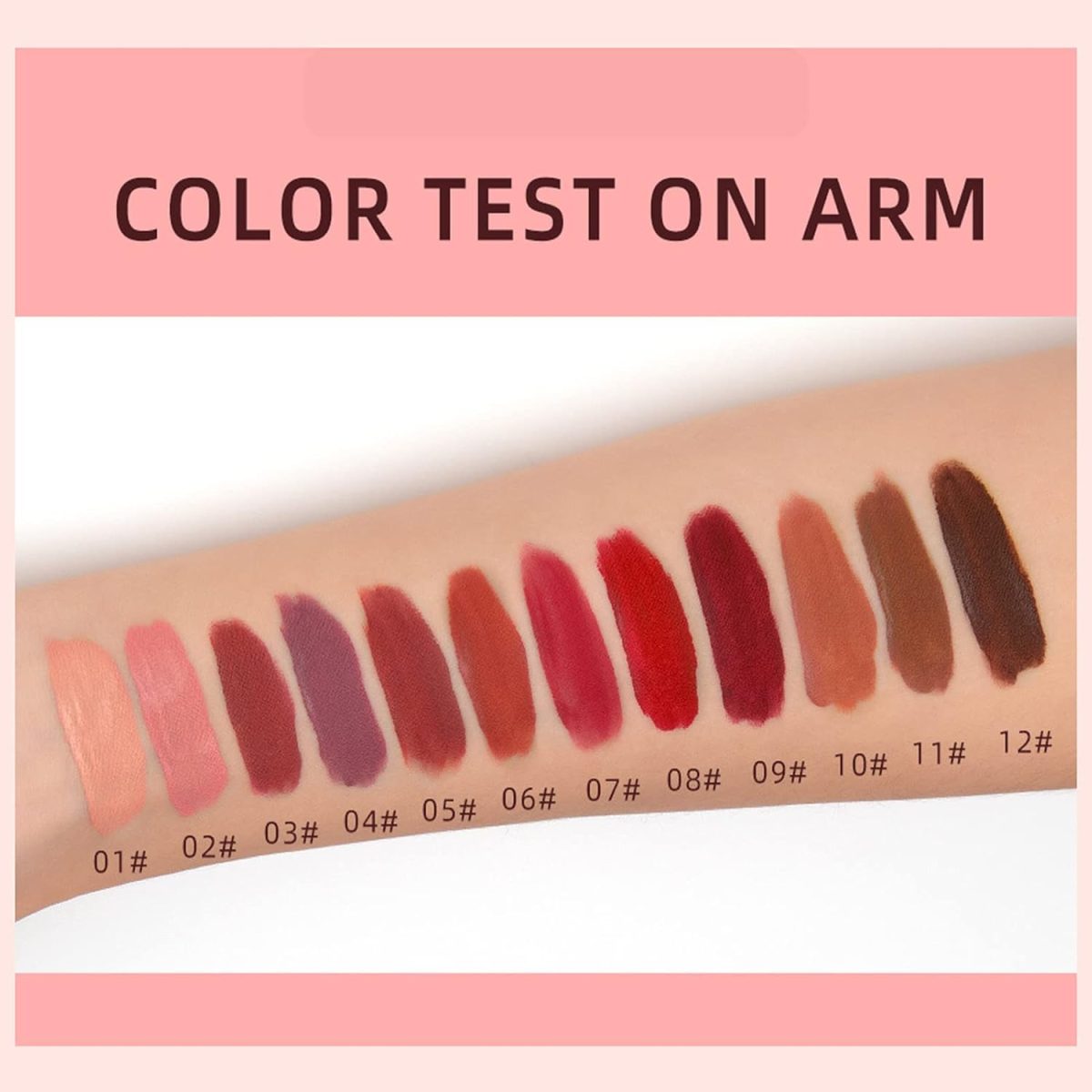⁦Excefore Matte Liquid Lipstick Makeup Set, 12pcs Long Lasting Waterproof Velvet Lip Gloss High Pigmented Lip, Non-stick Cup Not Fade Waterproof Lip Gloss Makeup Gift for Women and Girls⁩ - الصورة ⁦4⁩