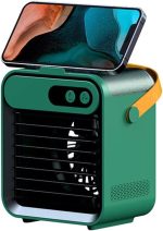 Avcbno Mini air conditioner Mini refrigeration air conditioner household small air cooler portable mobile humidification desktop water cooling fan(Green)