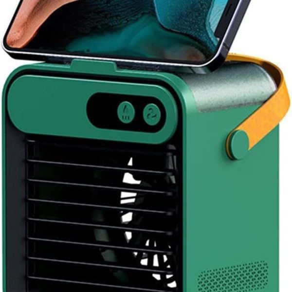 Avcbno Mini air conditioner Mini refrigeration air conditioner household small air cooler portable mobile humidification desktop water cooling fan(Green)