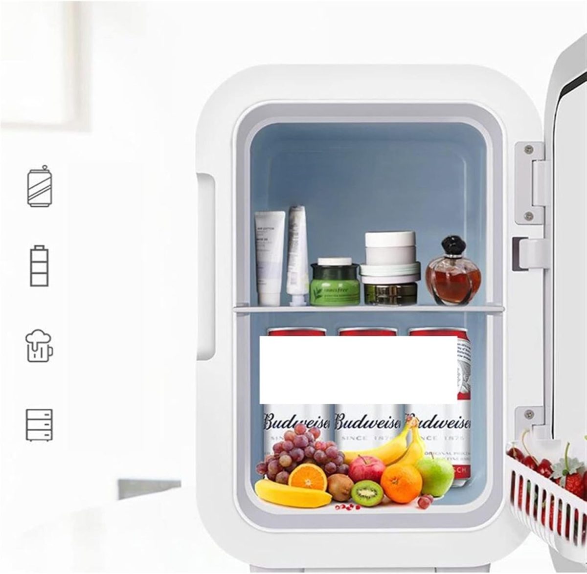 ⁦QBNZAXC Mini fridge Mini Refrigerator Kitchen Portable Mirror Fridge Auto Compressor Student Dormitory Home Picnic Camping Compact Cooler⁩ - الصورة ⁦3⁩