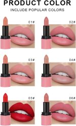 ⁦CHSEEO 6 Pcs love Heart Velvet Matte Lipstick Set, Mini Capsule Waterproof Long-Lasting Non-stick Cup Mini Lipstick Kit, Make Up Cosmetics Lip Gloss Gift Kit for Girls Women, Travel Size #1⁩ - الصورة ⁦4⁩