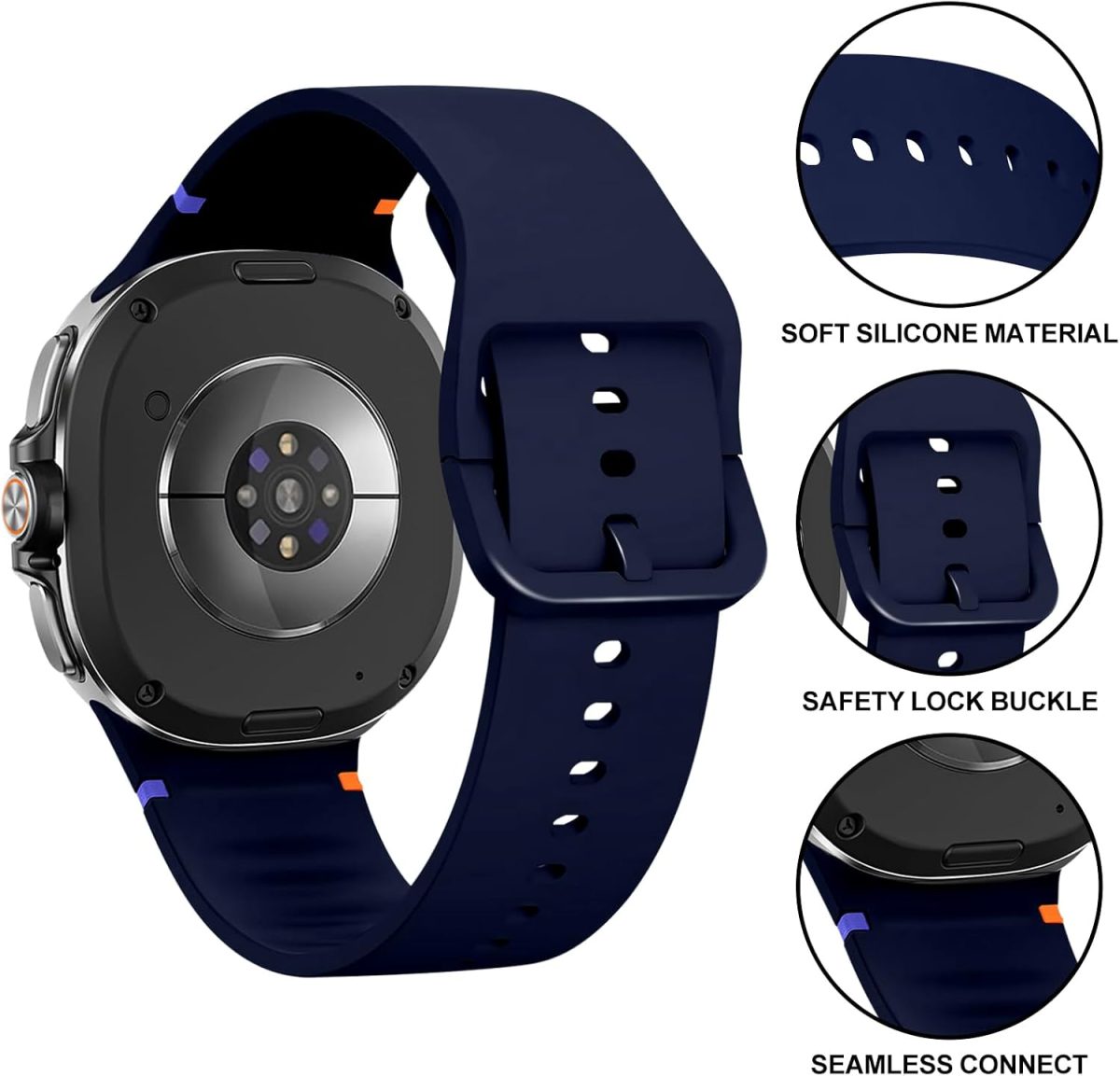 ⁦T Tersely 3 Pack Soft Silicone Watch Band Compatible with Samsung Galaxy Watch Watch 8 (40/44mm), 8 Classic, Ultra2(2025), No Gap Smartwatch Sport Strap For Men⁩ - الصورة ⁦3⁩