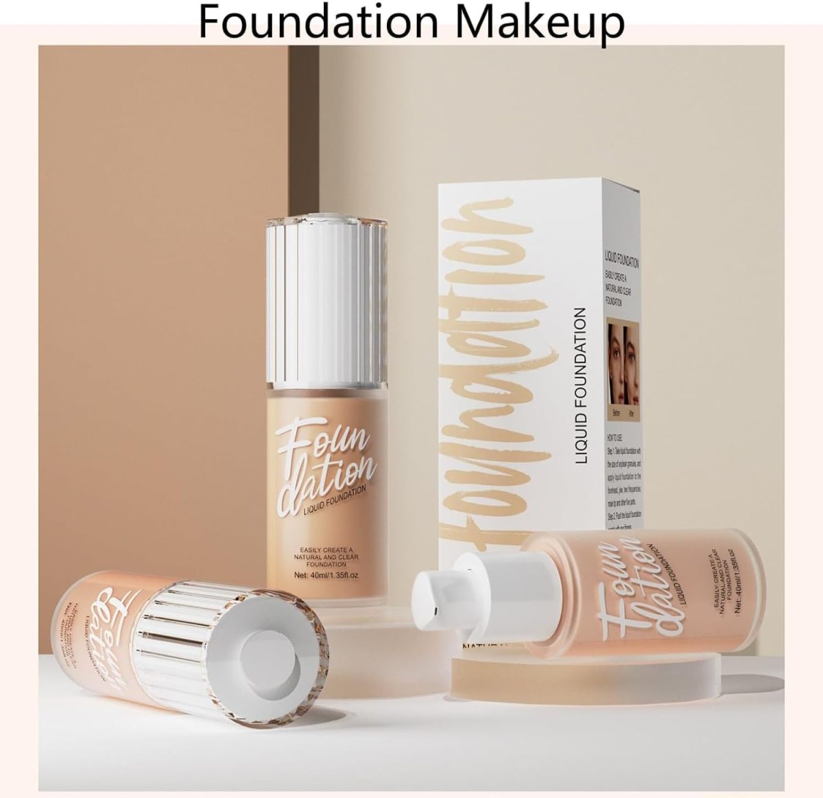 ⁦KASTWAVE Foundation Makeup, Durable Waterproof Soft Matte Liquid Foundation, Oil Control Concealer Cream Full Coverage Foundation. (102 Nude, 40 ml)⁩ - الصورة ⁦8⁩