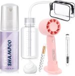 LZM Lash Shampoo Kit Lash Cleaning - Lash Wash Cleaning Kit with Fan for Cluster Lash/Eyelash Extensions/False Lash, Lash Bath, Lash Foam, Lash Soap, Lash Care, Wash Bottle, Sulfate & Oil Free, 60ml