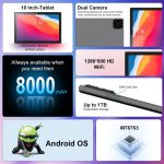 ⁦Crelander 10.1 Inch Android 13 Tablet with SIM Card Slot 4G LTE Calling,12GB+512GB, 8000mAh Battery, Dual Camera, Bluetooth/WiFi, Bundle with Case, Keyboard, Mouse & Stylus (Grey Black)⁩ - الصورة ⁦2⁩
