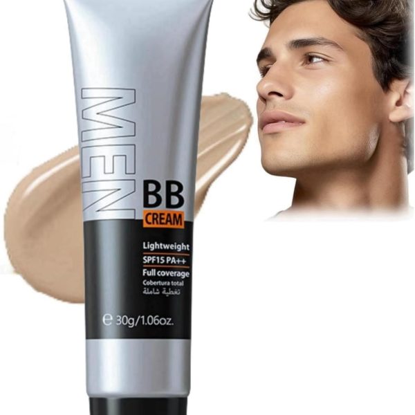Hydrating Men BB Cream, Full-Coverage Foundation Concealer, Face Makeup for All Skin Types, Evens Skin Tone, Oil Control and Cover Flaws