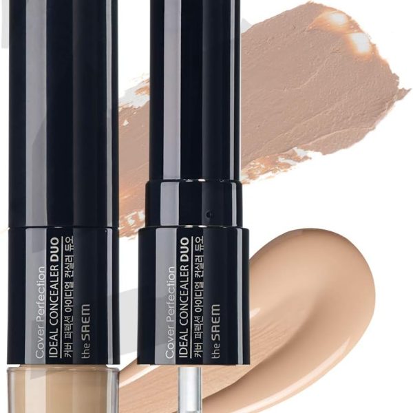THE SAEM Cover Perfection Ideal Concealer Duo (#2 Rich Beige) | Dual Type Full Coverage Concealer, High Adherence High Pigmented, No Clumping in Wrinkles, Crease-Proof Concealer