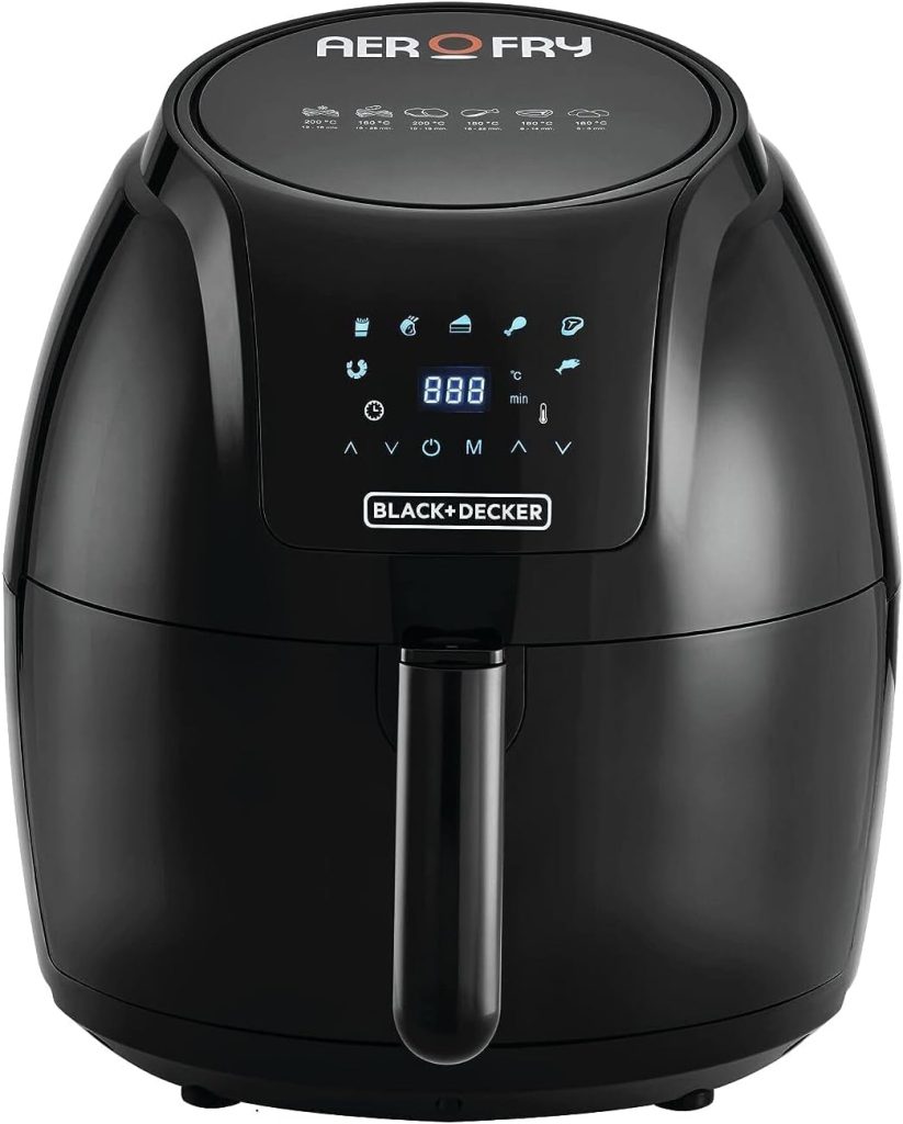 BLACK+DECKER 8-in-1 Digital Air Fryer with Window, 7.2L Large Capacity, 1800W, Rapid Air Technology, LED Touch Display, Dehydrate Function, Dishwasher Safe Basket, Cool-Touch Handle - AF7210-B5