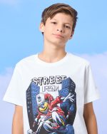 ⁦REDTAG Senior Boys White Skate Board Print T-Shirt⁩ - الصورة ⁦4⁩