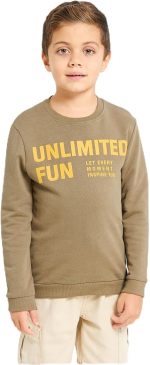 REDTAG Boys Mustard And Sweatshirt Set (2 Piece)