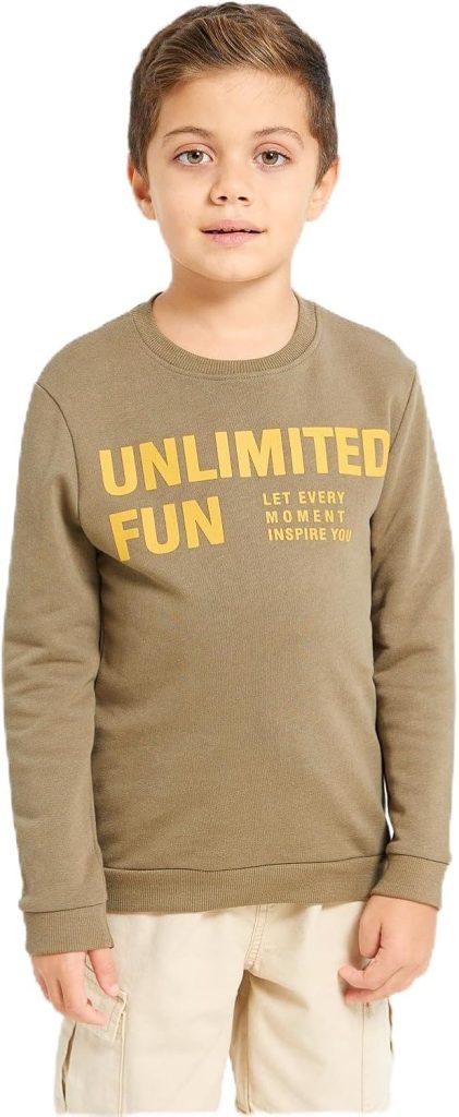 REDTAG Boys Mustard And Sweatshirt Set (2 Piece)