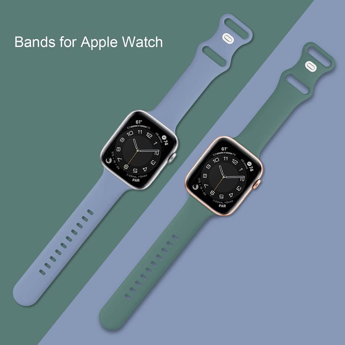⁦15 Pack Soft Silicone Bands Compatible with Apple Watch Band 40mm 41mm 38mm 45mm 44mm 42mm for Women Men,Waterproof Sport iWatch bands Replacement Strap Wristbands for iWatch SE Series 9 8 7 6 5 4 3 2⁩ - الصورة ⁦2⁩