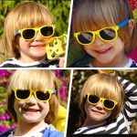 ⁦HANNEA® UV400 Kids Sunglasses for Boys Girls Aged 6-12, Sunglasses for Kids with Box, Blue Silicone Rope, Fashion Yellow Frame and Blue Legs Goggles, Polarizing Gray Sheet⁩ - الصورة ⁦8⁩