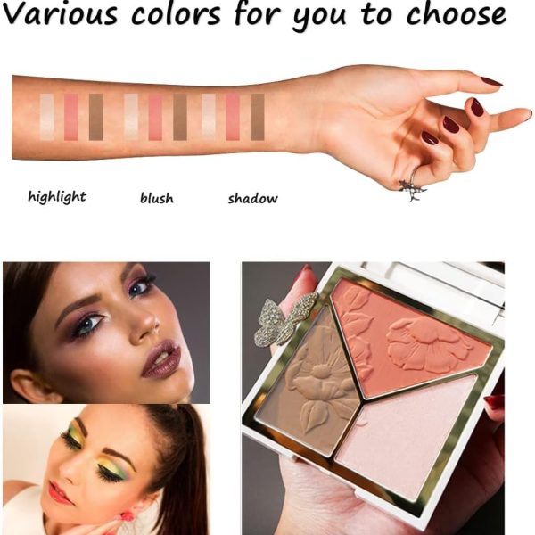 Contour Palette, Highlighter Makeup Palettes, 3 in 1 Palette Matte Shimmer Glow illuminator Powder Face Highlighter, Cool Toned Luminizer Cream for Bronzer, Shape, Silky Brilliant Compact