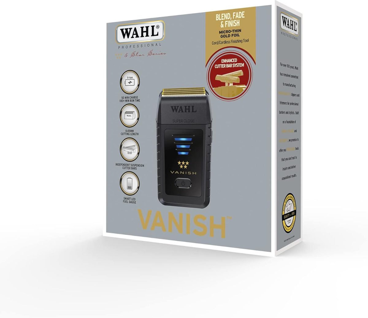 ⁦Wahl 5 Star Vanish Shaver, Barber Shavers, Foil Shaver, Close Shaving, Finishing Tools, Blending, Lightweight, Cordless, Barbers Supplies⁩ - الصورة ⁦7⁩