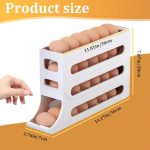 ⁦CooToly Egg Tray Organizer - Auto Rolling Fridge Egg Holder, Space-Saving Dispenser, Large Capacity for Refrigerator (White-1 Pack)⁩ - الصورة ⁦2⁩