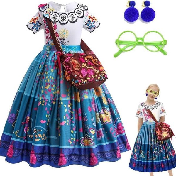 Home Smart Princess Costume Dress with Glasses and Ear Clip And Bag for Girls Ideal Gift for Birthday or Any Special Occasions