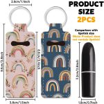 ⁦OLYCRAFT 2Pcs Lipstick Holder Keychain Rainbow Lip Balm Holders Elastic Diving Fabric Lipstick Keychain Portable Lipsticks Holder Flower Wreath Chapstick Sleeve Key Ring Holders for Chapstick⁩ - الصورة ⁦2⁩