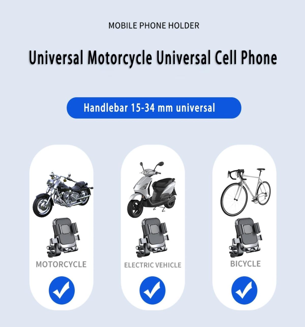 ⁦Azonee Motorcycle Phone Holder, Bicycle Phone Holder, Outdoor Riding Motorcycle Bicycle Mobile Phone Navigation Mount, Compatible with iPhone Samsung Google and All 4.5''-7.1'' Phones⁩ - الصورة ⁦5⁩
