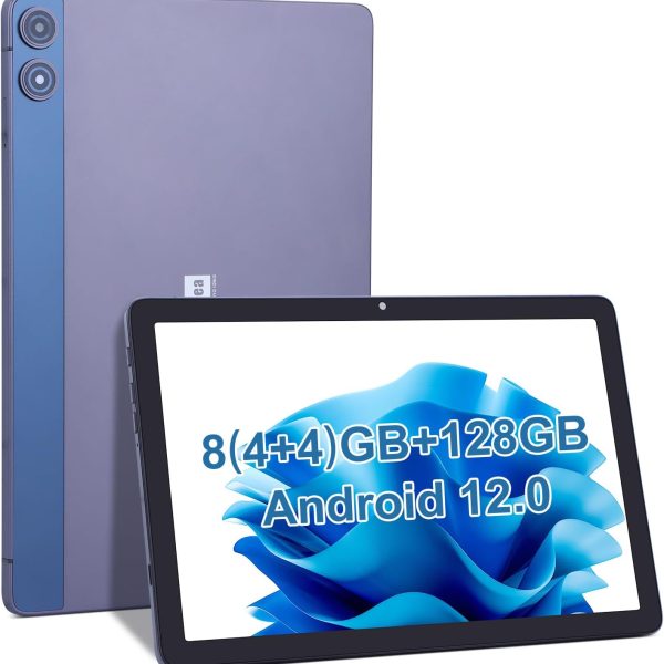تابلت اندرويد 10.1 انش، ذاكرة RAM 8GB وروم 128GB، شاشة HD IPS لحماية العين، عمر بطارية طويل، كاميرا مزدوجة 5MP، 13MP، واي فاي للبالغين والمراهقين (رمادي)