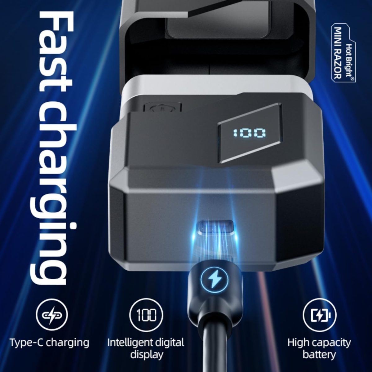 ⁦Electric Razor for Men, Mini Electric Foil Shavers, IPX6 Waterproof Wet Dry Face Razor, Portable Travel Electric Shaver, Led Display, USB Type-C Charging (Black)⁩ - الصورة ⁦4⁩