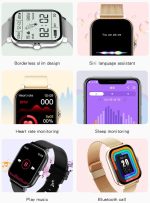 ⁦Arabest Smart Watch for Men Women, 1.69" Fitness Pedometer Heart Rate Sleep Monitoring, for Android and iOS Phones, IP67 Waterproof Fitness Tracker Watch, Bluetooth Call, Touch Screen Smart Bracelet⁩ - الصورة ⁦5⁩