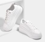 ⁦LUCKY STEP Women's Platform Fashion Sneakers Faux Leather Classic Tennis Shoes Low Top Casual Walking Shoes⁩ - الصورة ⁦5⁩