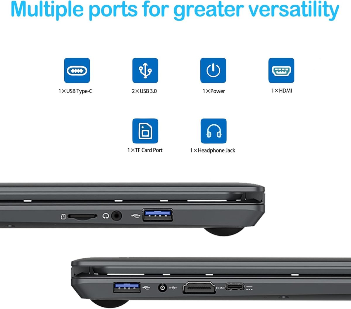⁦MTWZMM 17.3-inch Laptop: Celeron N5095 Processor (up to 2.9GHz), 8GB RAM + 256GB SSD Storage, Win 11 OS, with WiFi, USB 3.0, Webcam – Ideal for Students and Business Use⁩ - الصورة ⁦5⁩