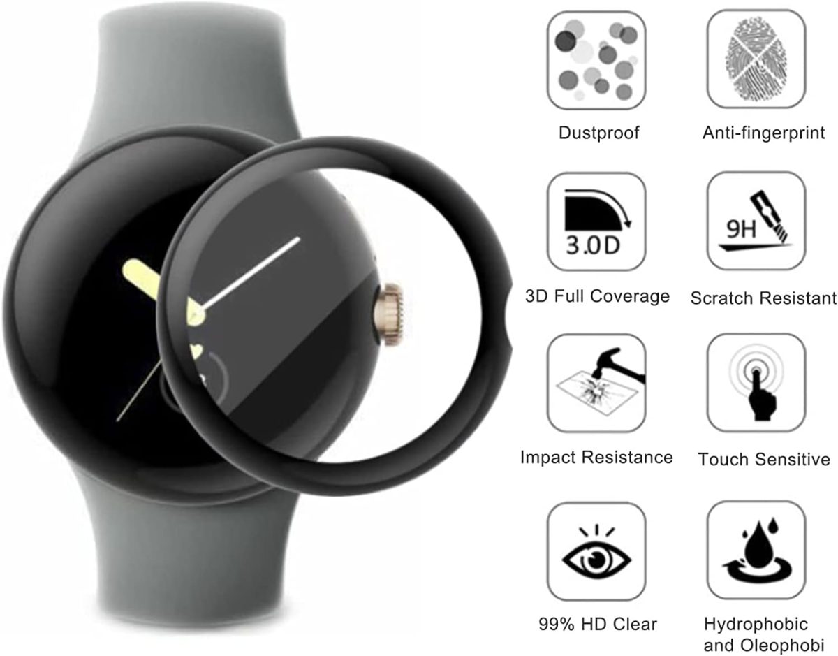 ⁦T Tersely 【3 Pack】 Screen Protector for Google Pixel Watch 3 41mm/45mm, Clear PMMA Curved Film, Soft Protective Full Coverage Film Accessories Compatible with Google Pixel Watch 3 2024 (41mm)⁩ - الصورة ⁦3⁩