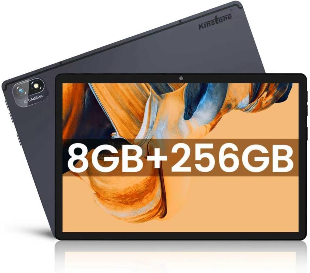 كينستون تابلت اندرويد 10.1 انش، ذاكرة RAM 8GB وروم 256GB (1TB قابل للتوسيع)، ثماني النواة 2.0GHz، بطارية 8000mAh، شاشة FHD IPS، اتصال 4G LTE، واي فاي ثنائي النطاق، كاميرا 13MP، معتمد من جي ام اس