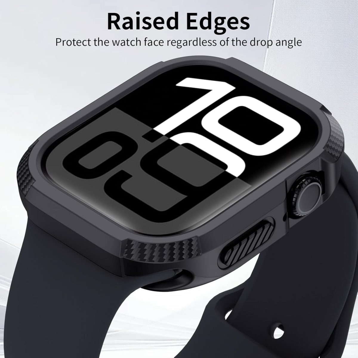 ⁦VEMIGON Rugged Armor Cover Case Compatible with Apple Watch Series 10 46mm, Full Protection Military Grade, Soft Flexible Shockproof Resist Sport iWatch Bumper - (S10-46mm Black)⁩ - الصورة ⁦3⁩