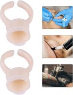 ⁦HURRISE 100 Pieces Cup Rings Glue Rings,Silicone Semi-Permanent Rings Nail Art Adhesive Glue Holders Palette Silicone Pigment Cups For For Eyelash Extension Nail Art (M)⁩ - الصورة ⁦4⁩