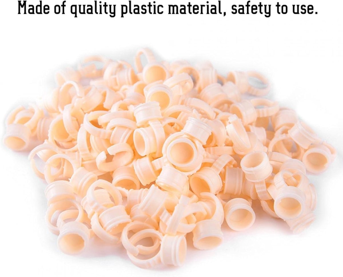 ⁦HURRISE 100 Pieces Cup Rings Glue Rings,Silicone Semi-Permanent Rings Nail Art Adhesive Glue Holders Palette Silicone Pigment Cups For For Eyelash Extension Nail Art (M)⁩ - الصورة ⁦2⁩