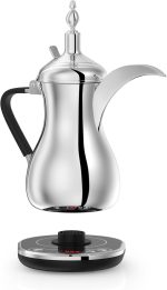 ⁦ALSAIF 900W Electric Arabic Coffee Maker with a Comfortable Handle and Digital Screen for Time and Temperature Display, 1 Liter, silver E03307 2 years warranty.⁩ - الصورة ⁦4⁩