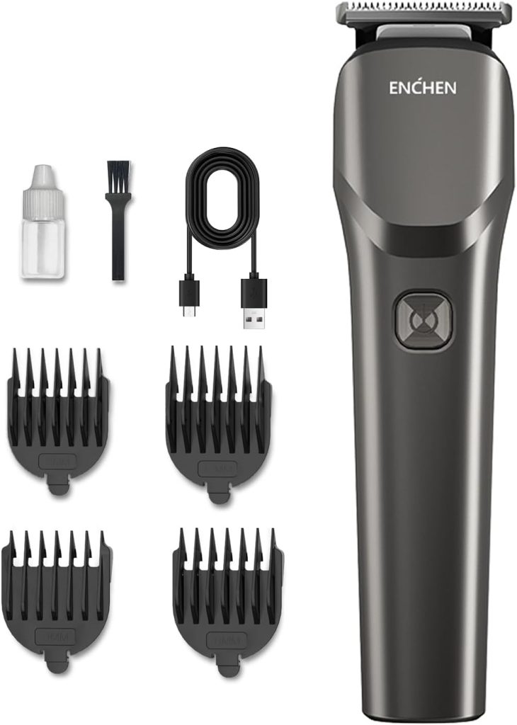 ENCHEN Hair Trimmer Men, Rechargeable Beard Trimmer with Travel Lock and Battery Indicator, Hair Clipper Supporting TYPE-C Rapid Charging，100 Mins Runtime and Cordless Use