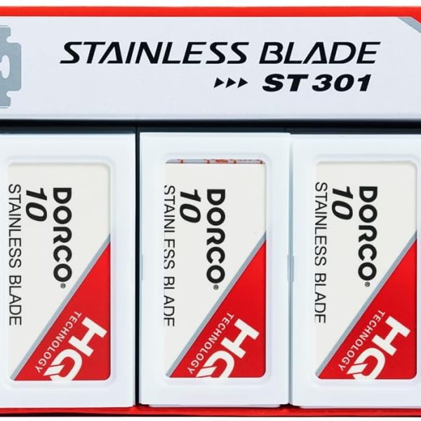 Dorco Double Edge Razor Blades â€“ Stainless Steel, Dispenser Box with Used Blade Disposal Area, 14/16â€ x 1-11/6â€, for Hair Stylists and Barbers, D212, 10 Count (Pack of 10)