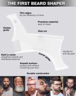 ⁦FANJEIS Men's Beard Shaping Tool With Inbuilt Comb Transparent Template Styling Comb Templates for Goatee Mustache Sideburns, Jaw Cheek/Neck Line, Symmetric/Curve/Step Cut (Clear)⁩ - الصورة ⁦6⁩