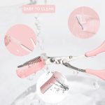 ⁦Bukela 3 Pcs Eyebrow Trimmer Set Lamination Kit with Comb Scissors Curved Straight Razors All in One Beauty Tools for Men Women Pink⁩ - الصورة ⁦5⁩