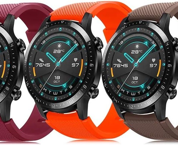 XMUXI 3 Pack 22mm Watch Strap Compatible with Huawei Watch GT 5 46mm/GT4 Pro/GT 3 Pro/Huawei Watch 4 Pro,Amazfit GTR Soft Silicone Quick Release Replacement Sport Bands