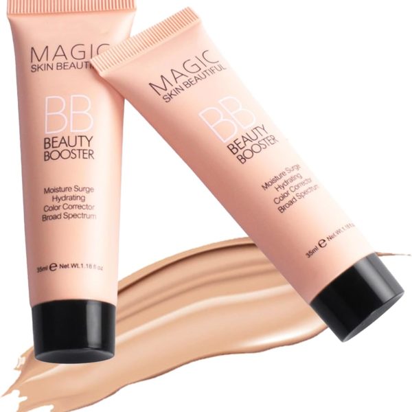 2Pcs-Hydrating BB Cream & Full-Coverage Concealer, Moisturizing Contour and Brighten, Face Concealer for Dark Circles, Lightweight, Conceals, Tinted Moisturizer to Even Tone(Natural Beige)
