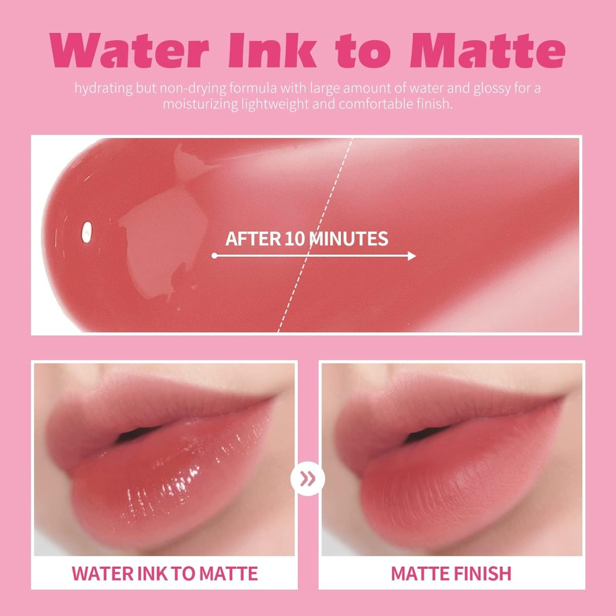 ⁦KIMUSE Lip Stain Set, 6 Colors Water Gel Lip Tint Lipstick, Highly Pigmented Long Lasting Moisturizing Lightweight Lipstain Makeup, Matte Finish⁩ - الصورة ⁦3⁩