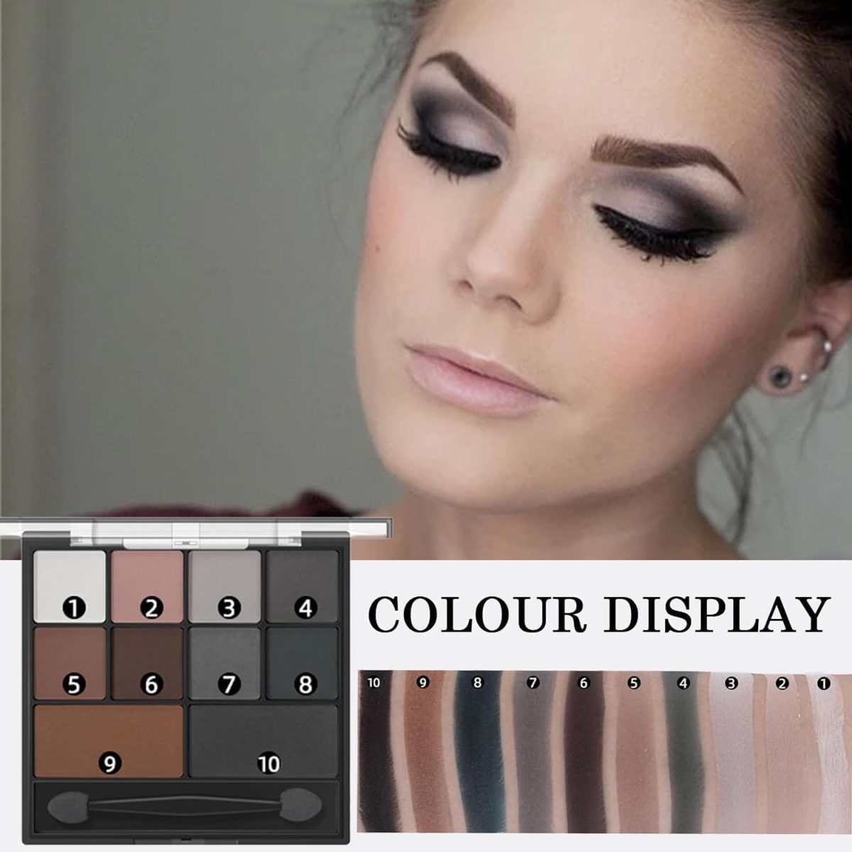 ⁦Paporich Eyeshadow, Matte Eye Shadow Pallets, Professional Highly Pigmented Black Eyeshadow Makeup Palette, Waterproof Eyeshadow With Dual-Ended Applicator Brush for Women.⁩ - الصورة ⁦2⁩