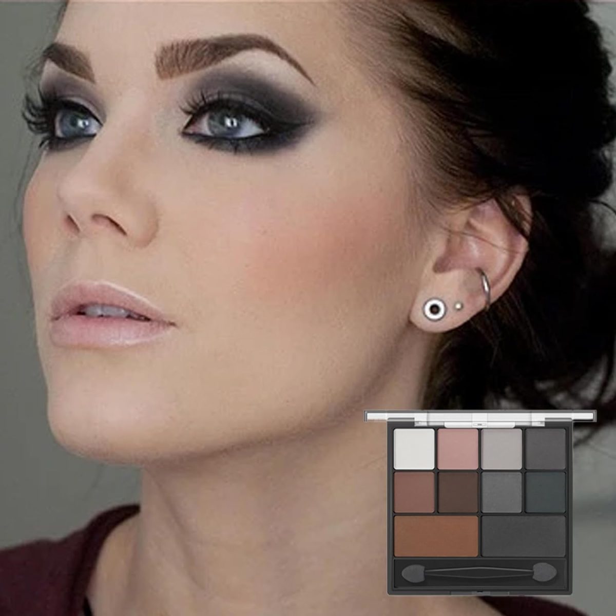 ⁦Paporich Eyeshadow, Matte Eye Shadow Pallets, Professional Highly Pigmented Black Eyeshadow Makeup Palette, Waterproof Eyeshadow With Dual-Ended Applicator Brush for Women.⁩ - الصورة ⁦5⁩
