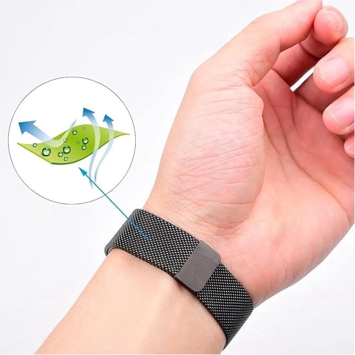 ⁦2 PCS Replacement Bands Compatible with Huawei Watch FIT4 Pro/ FIT3, Magnetic Loop Strap, Stainless Steel Wristbands Classic Business Style Metal Mesh Wristband (Black+Grey)⁩ - الصورة ⁦5⁩