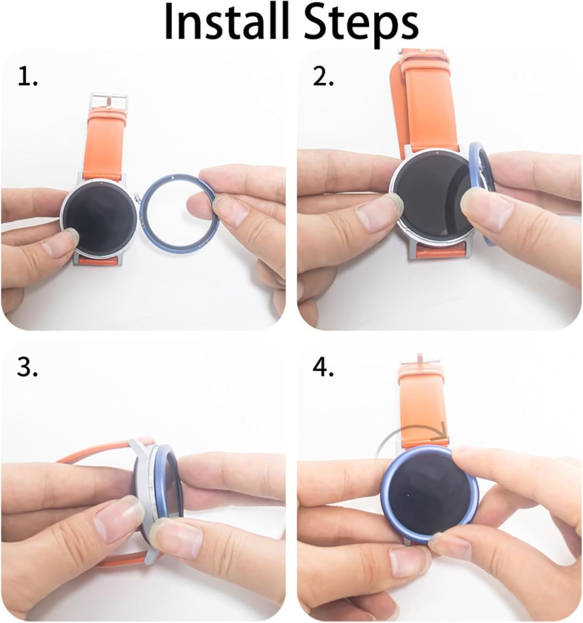 ⁦TEHAOUU Watch Bezel Ring for Nothing CMF Watch Pro 2 Circular Arc style Anti Scratch Anti Collision Stainless Steel Solid Color Modern Stylish Adhesive Cover Watch Accessories Replacement Hard Shell⁩ - الصورة ⁦5⁩