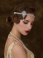 ⁦1920's Flapper Headband, Great for Gatsby Headpiece 20s Art Deco Hair Accessories Headband Sliver⁩ - الصورة ⁦3⁩