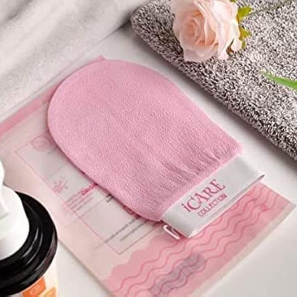 iCARE Original Korean Exfoliating Glove To Remove Dead Skin - Bath Washcloth - Shower Towel - SPA at home - Reusable (Pink - 1 Piece), One Size