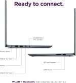 ⁦Lenovo IdeaPad 15.6" FHD Touchscreen Laptop (16GB RAM, 512GB SSD, Intel 6-Core i3-1215U (> i5-1135G7)), Narrow Bezel, Webcam, 10-Hour Long Battery Life, Wi-Fi 6, Win 11 Home S Mode, Cloud Grey⁩ - الصورة ⁦4⁩
