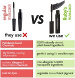 ⁦Ruby's Organics Mascara Black - Natural, Non-toxic, Long-lasting, Waterproof, Full-lift, Eye Makeup, Safe and Non-irritating Formula for Sensitive Eyes, Cruelty-Free, Paraben Free - Black, 6.5ml⁩ - الصورة ⁦2⁩