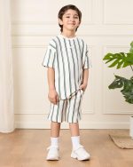 ⁦REDTAG Boys Striped T- Shirt And Shorts Set (2 Piece)⁩ - الصورة ⁦2⁩
